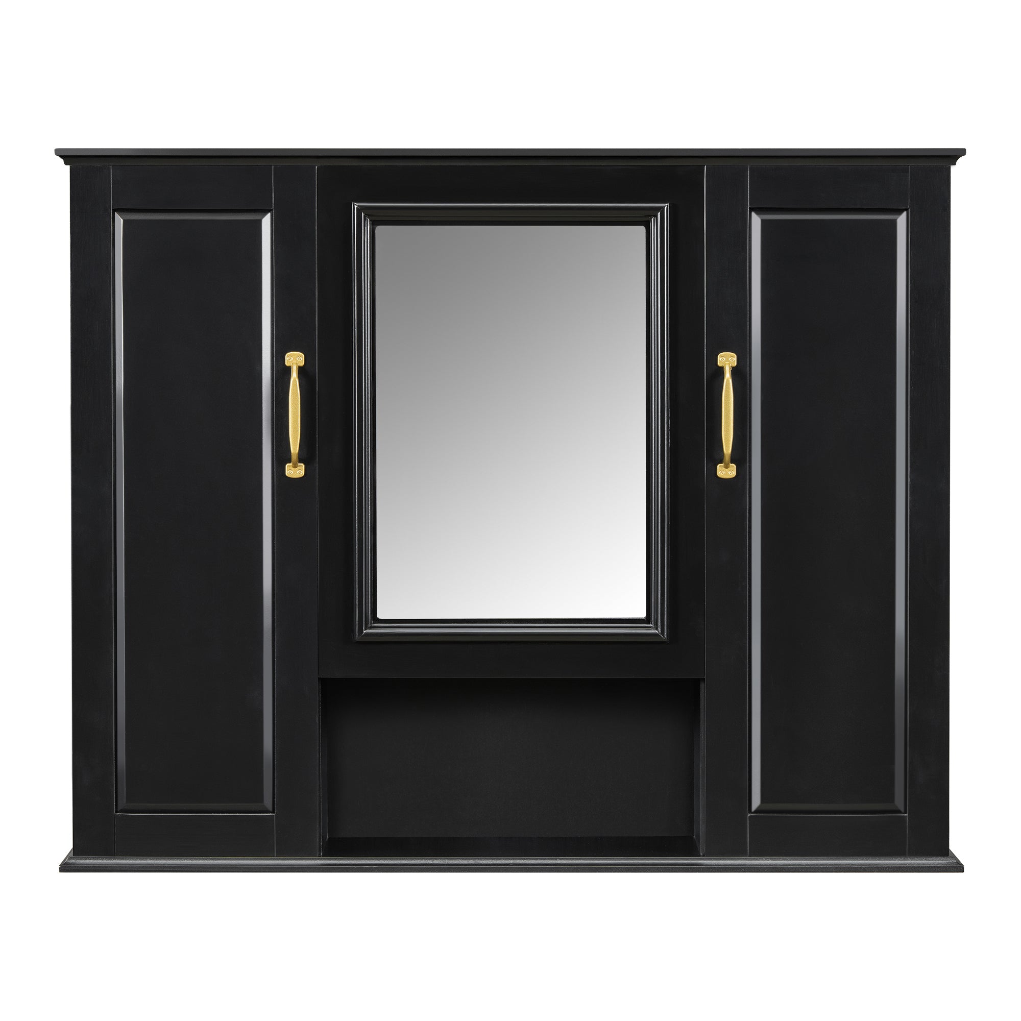 VanityFus 36-in Bathroom Vanity Black Single Sink Medicine Cabinet Miror Combo with Ceramic Top 5 Soft Close Doors 3 Drawers
